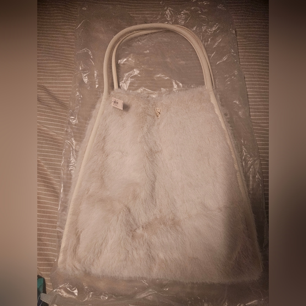 Victoria Secrets Off White Faux Fur Tote Bag - Women